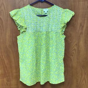 Cute and sweet blue and yellow floral print blouse size small by J.CREW